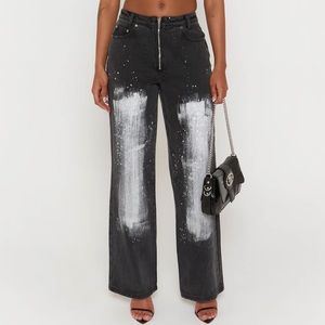 Black Paint Splatter Denim Jeans never worn brand new